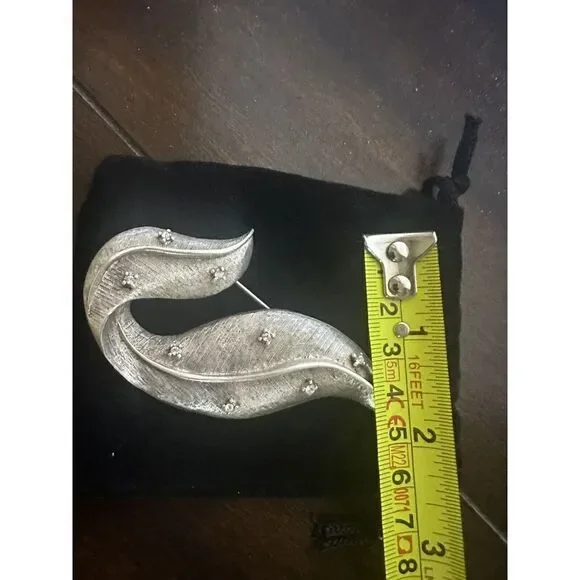 Kenneth Jay Lane Vintage Oversized Brushed Leaf Brooch Pin